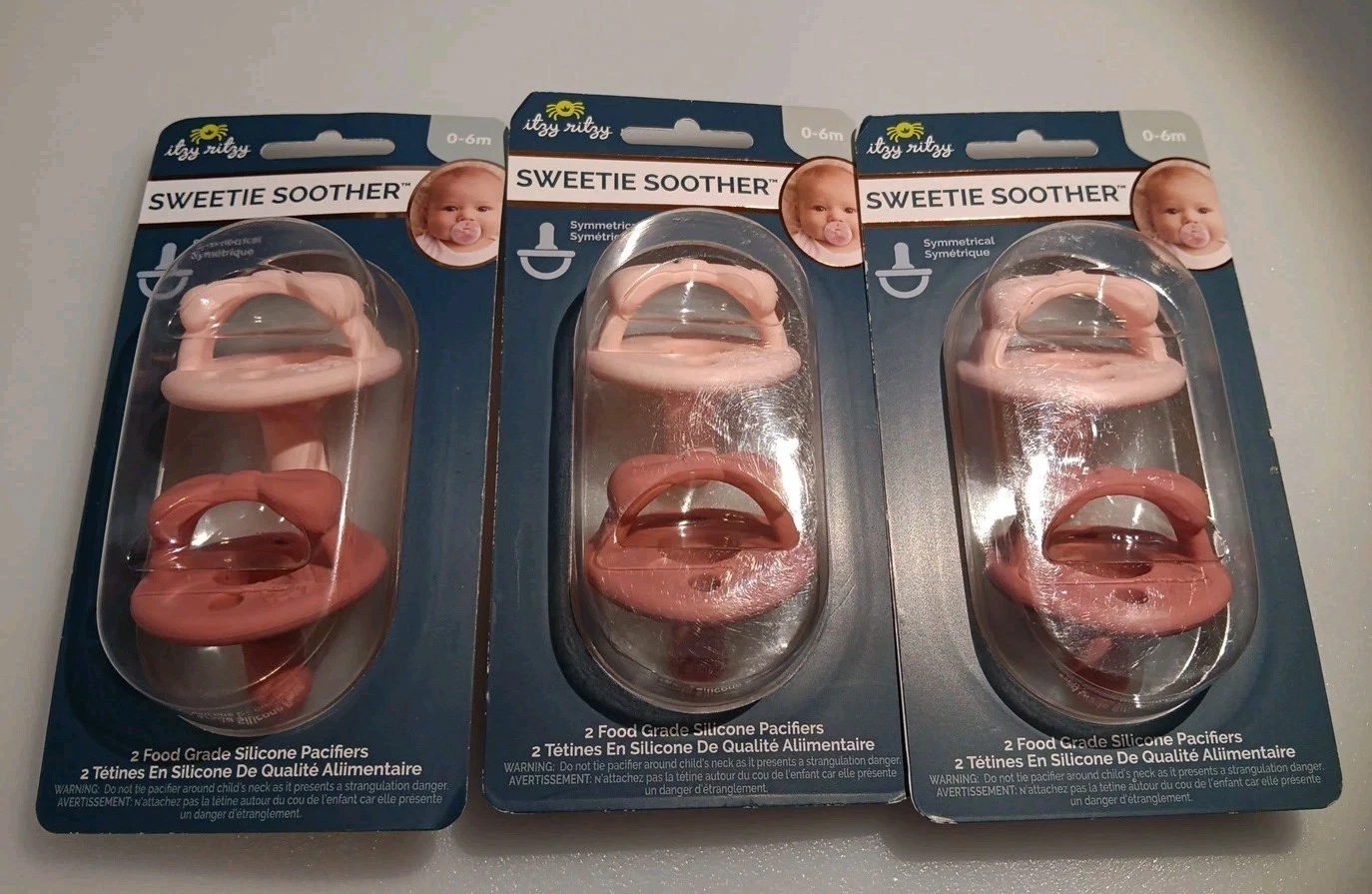 6 Itzy Ritzy Sweetie Soother Pacifiers 3x2 packs 0-6 month 2 Pink colors NEW