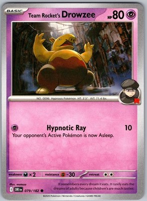 Team Rocket's Drowzee 079/182 Common Destined Rivals Pokemon Near Mint
