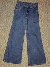VTG LEE High Waisted Blue Jeans Denim Flared Bell Bottoms 70s 28" x 28" Talon 38
