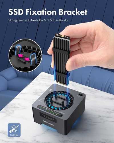 GRAUGEAR NVMe M.2 SSD Duplicator Dual-Bay Offline Clone Tool-Free, 20Gbps USB C - Photo 4/10