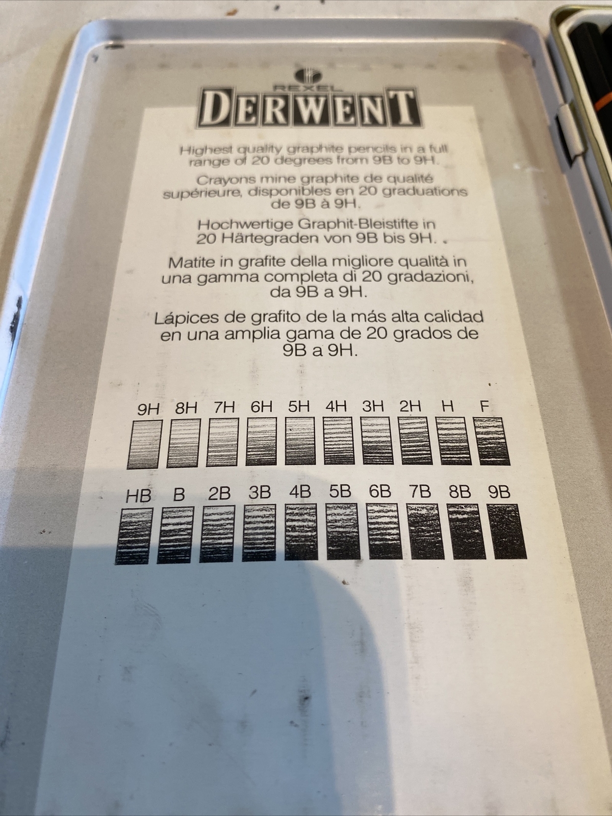Derwent Graphite B-9H Technical Drawing Pencil Set of 12 In Tin Used Slightly