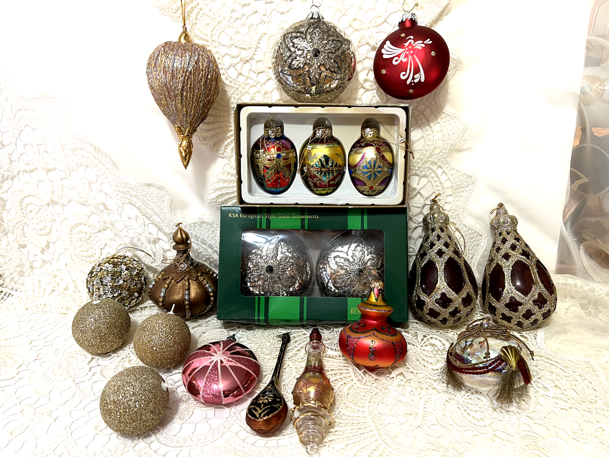 20 pcs Vintage Christmas Ornament Blown Glass Kurt Adler, G&D