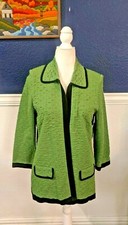 NWT Exclusively Misook Green Collar w/ Black Open Blazer Jacket Sz Small S 398