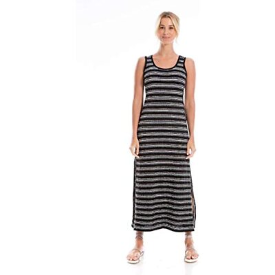 knee length dresses for ladies Knit Strapeless Stripe Tube Maxi Dress Black White Stripe / Xs