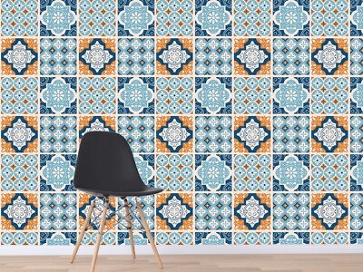 3D Blue Tile Pattern G1294 Wallpaper Wall Murals Removable Self-adhesive Honey