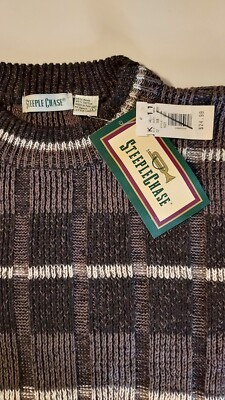 Vtg 90s Mens Sweater Steeple Chase L NWT Geometric Grandpa Sweater