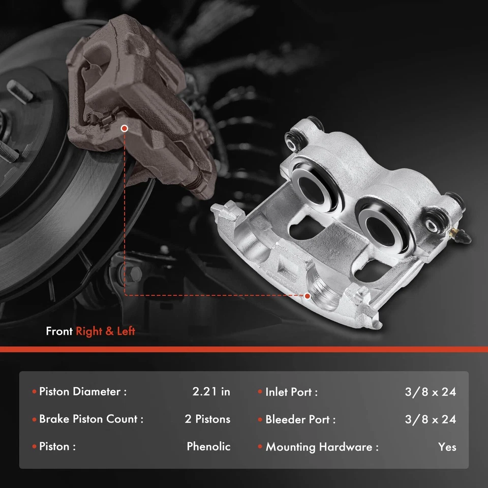 Pinza de freno delantera 2 piezas sin soporte para Ford F-250 E-150 E-350 E-450 Super Duty Foto 2 de 4