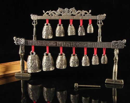 Cloches de méditation musicale Feng Shui ancien carillon en laiton design dragon - Photo 1/3