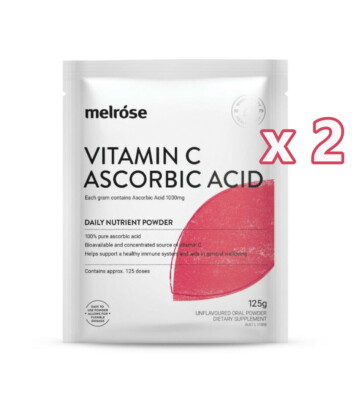 2 x Melrose Vitamin C Ascorbic Acid 125g Unflavoured Oral Powder VC 250g