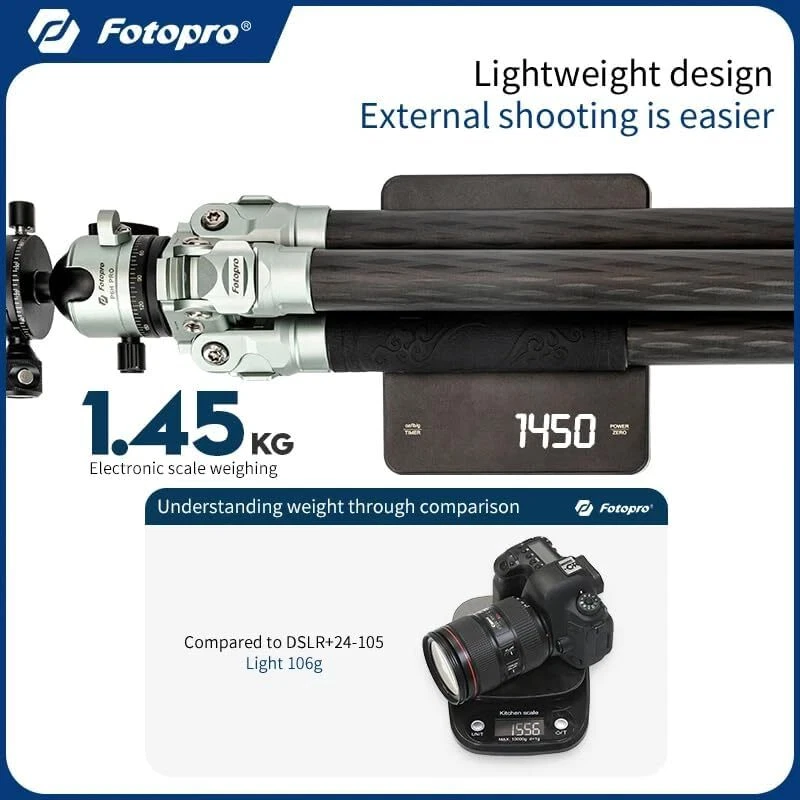 Fotopro Carbon Fiber Travel Tripod w Ball Head for 70-200 Lens, Outdoor Shooting - Image 2 of 4