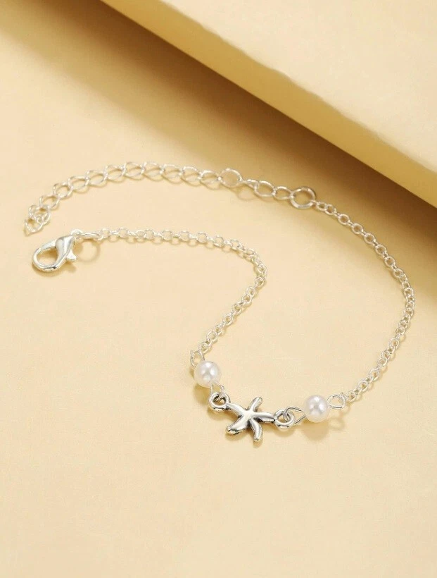 Unique Starfish & Pearl Deco Party Wear Women's Bracelet In 935 Argentium Silver - Image 2 of 4