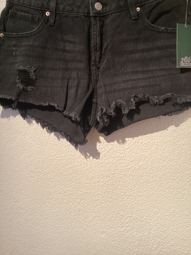 WILD FABLE women's denim NWT cut off shorts size 6 black distressed low rise - 第 3/13 張圖片