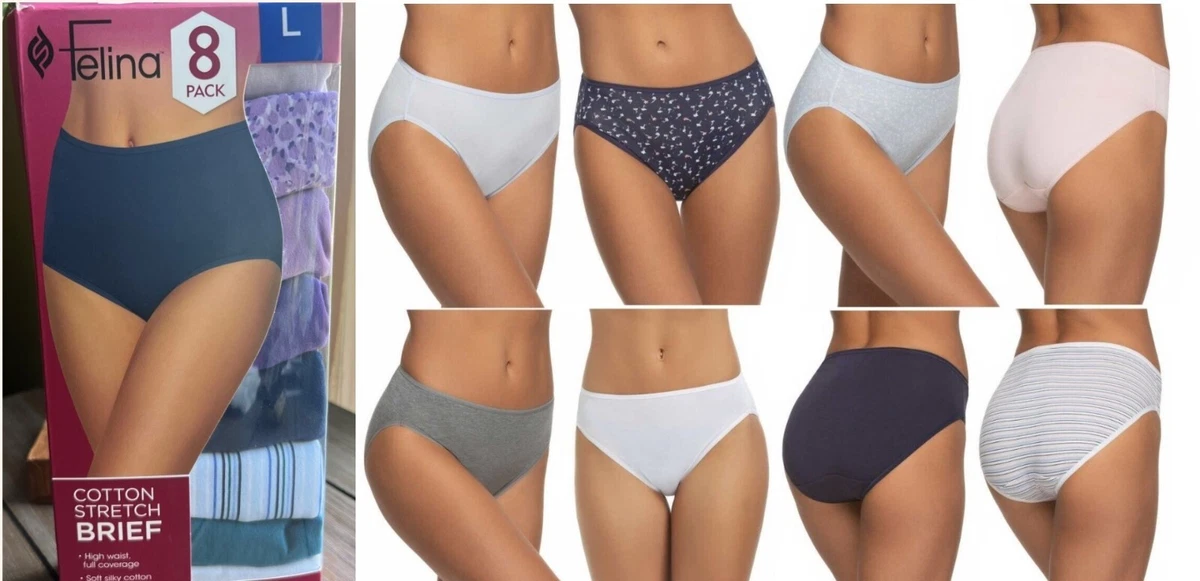 Felina Women s 8 Pack Hi Cut Cotton Modal Full Coverage Underwear