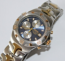 SEIKO ALARM CHRONOGRAPH 7T62 0DA8 Sunburst Zifferblatt stahlblau - MINT 