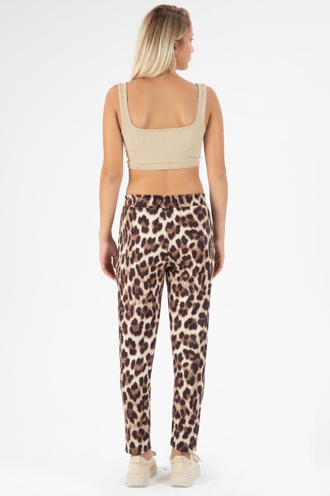 MADE In Italy Hose Damen Joggpants elegant Stoffhose Leo Muster Stretch 36-40