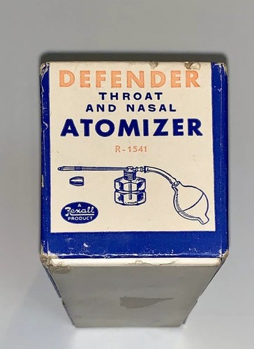 DEFENDER Vintage Throat & Nasal Atomizer R-1541 Glass Liquid-Tube Rexall Drug Co - Foto 2 di 5