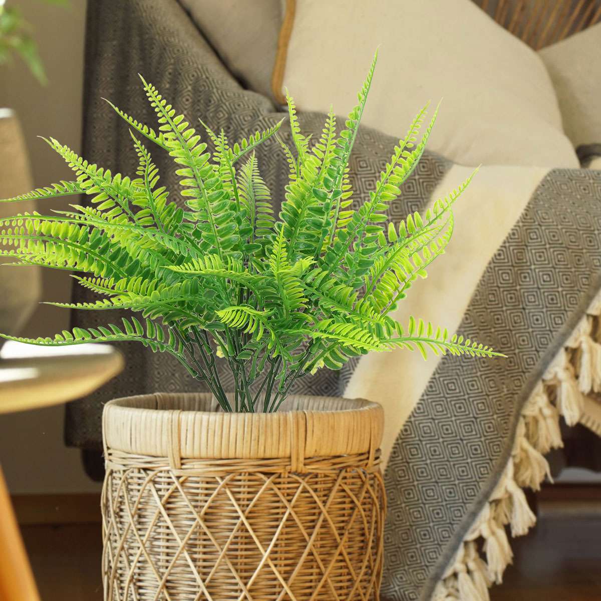 10 Bundles Boston Fern Outdoors Decor Faux Ferns Artificial Plants Uv Resistant