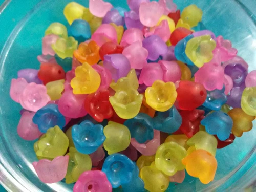 50 Flower Beads Assorted Colors 10mm Acrylic Beads Wholesale Bulk