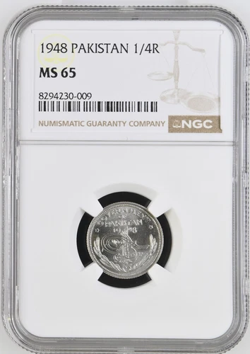 1948 Pakistan 1/2 Half Rupee - NGC MS 66