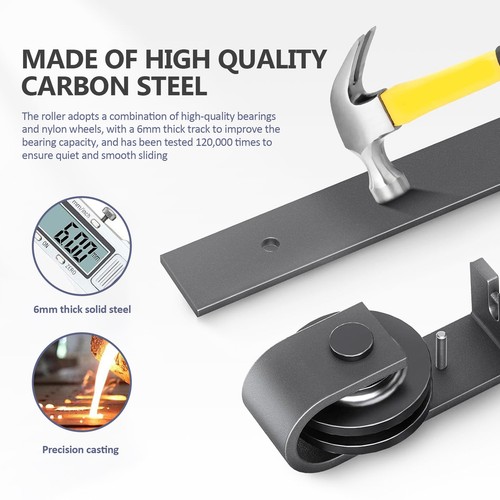 70" Shape Barn Door Hardware Kit Sliding Track for Wood Door,Heavy Duty, No Door - Picture 10 of 12