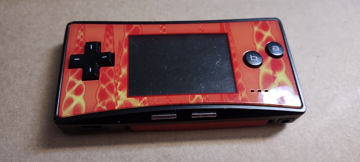 Nintendo GameBoy Micro Console Black with Flame Plate Tested