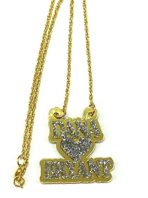 Couple Necklace Double Name Plate Personalized Any Color Custom Laser Cut Names