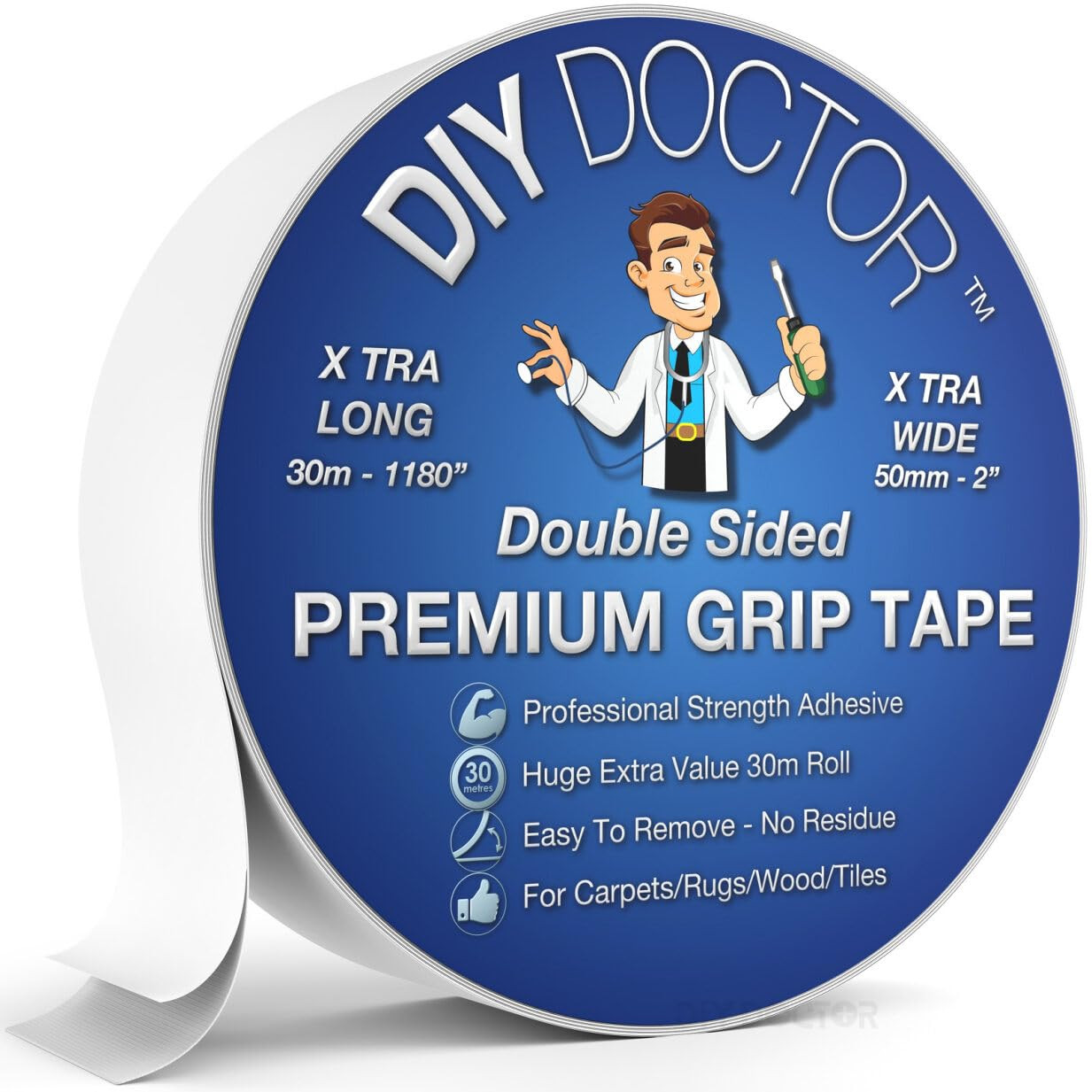 DIY Doctor XL Heavy Duty Double Sided Carpet Tape – Strong Rug Gripper for Carpe