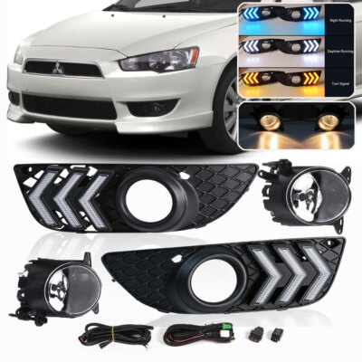 #ad LED Fog Light DRL Kits Turn Signal Driving Lamps For Mitsubishi Lancer 2008 2013 $79.73