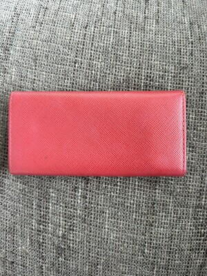 Prada Pink Leather Saffiano Metal Key Holder Wallet Portachiavi 6