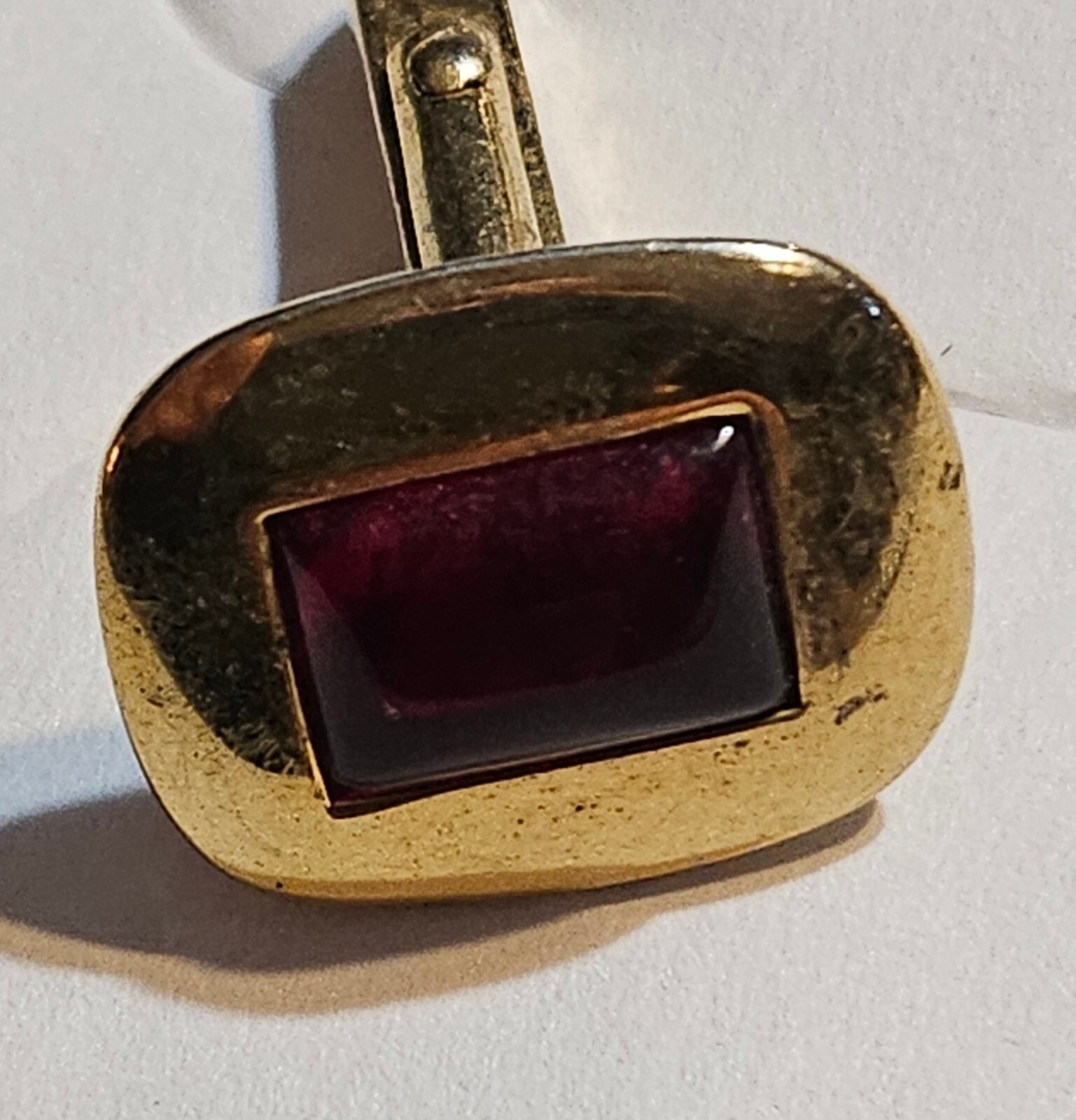 Vtg Square Cufflink Patented Ruby Colored Stone &… - image 7