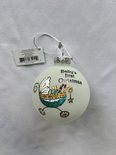 Baby  s First Christmas Holiday Ornament Glass  Boy  