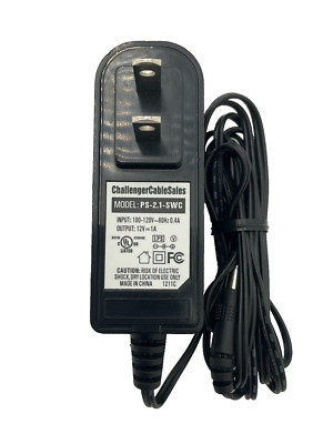 Challenger CableSales Power Adapter PS-2.1-SWC 100-120V 60HZ .4A 12V 1A