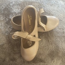 TAP SHOES GIRLS SZ 2 TAN 'DANCE CLASS' TAP SHOES Great Condition Unique Color