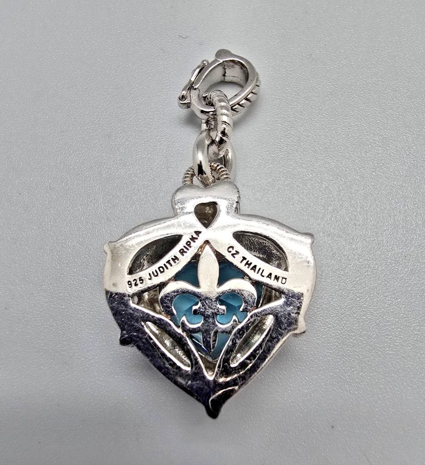 $499 Judith Ripka Topacio Azul Circonita cúbica Acento Plata Esterlina Colgante Potenciador de Corazón Foto 3 de 4