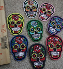 8 X Colorful 3" IRON  ON Skull PATCHES ALL DIFFERENT  FAST FREE SHIPPING