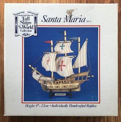 Santa Maria 14'' - Christopher Columbus Model Ship - Nautical Decor - Tall Ship