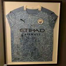 manchester city 20/21 signed shirt framed
