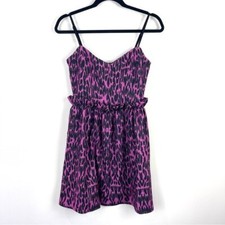ASOS Sleeveless Frill Waist Mini Dress Pink Leopard Print Women's Size 2