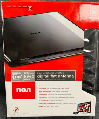 RCA Multi-Directional Amplified Digital Flat Antenna #ANT1650R Brand-New