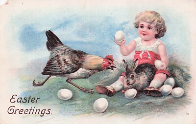 Postcard Vintage(1)Easter Greetings #323 UP (#340)