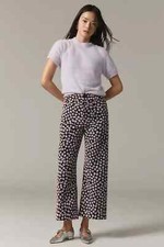 Anthropologie Colette Cropped Velvet Wide Leg Floral Pant Maeve Trousers 26 NEW