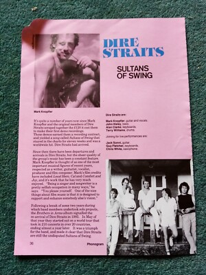 El65 Ephemera 80er Jahre Artikel Popgruppe Dire Straits 