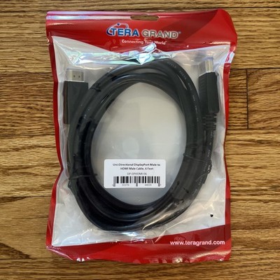 Tera Grand 6 ft DisplayPort to HDMI Cable   Male to Male   4K Video Compatible