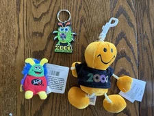 2000 Millennium Y2K Plush Colorful Bug Keychain Lot Of 3 Keychains