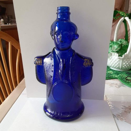 Vintage 1976 Washington Bicentennial Blue Glass Bottle Charles Jacquin Cordial