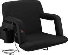 Deluxe Heated Massage Stadium Seat - Reclining Bleacher Chair with Pockets