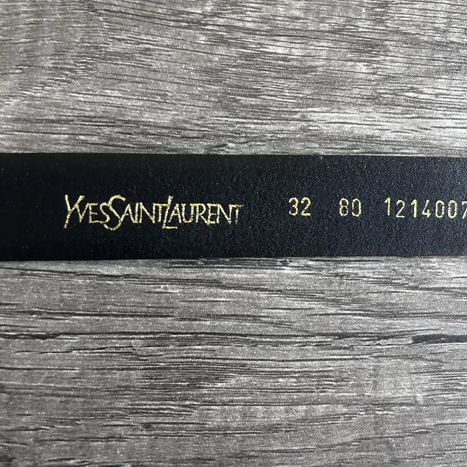 Yves Saint Laurent Belt Mens 32 Brown Full Grain Leather Gold Buckle 1214007 - Image 4 of 4