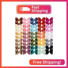 C LLOT 50 Pieces 4.5 Inch Hair Bows for Girls Clips Grosgrain Ribbon Boutique Ha