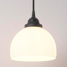 Modern Schoolhouse Ceiling Pendant Light with Milk White Glass Lampshade, Vintag