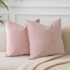 JUSPURBET Pink Velvet Throw Pillow Covers 20x20 Set of 2 Decorative Cushion